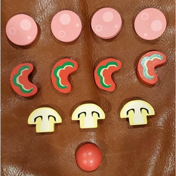 .75-1 Inch Wooden Pretend Play Pizza Topping Replacement Pieces Toys - Picture 1 of 12